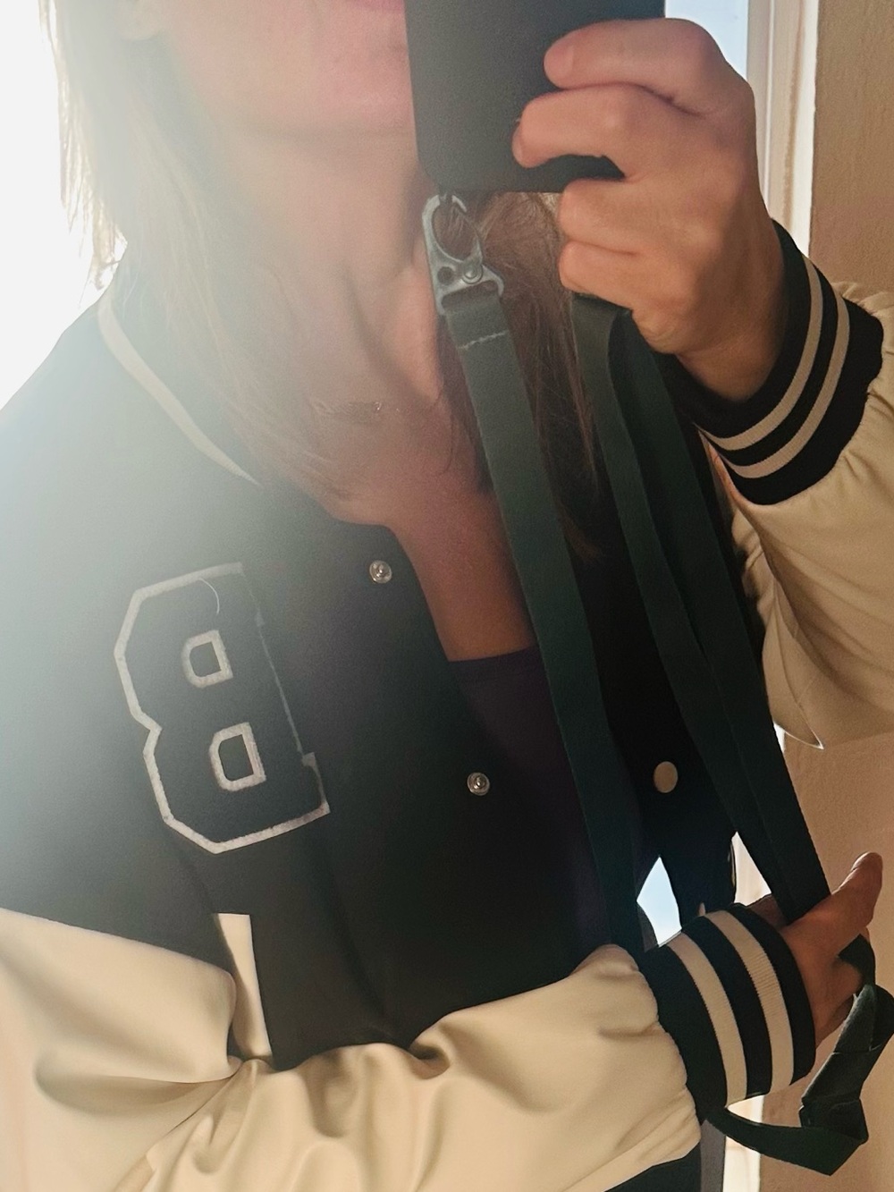Love Tree Black Cream Varsity Bomber Jacket Letter B Patch Size Large